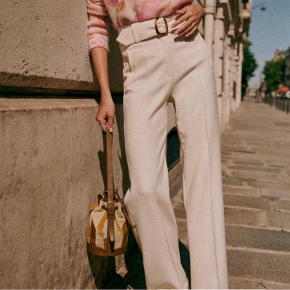 Sezane Lukas Trousers in Ecru Uni 42 / US 10 NWT - Picture 1 of 11